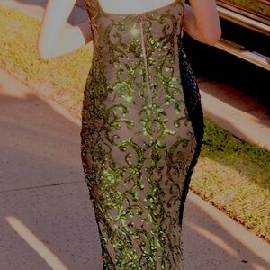 Windsor Black and Green Sequin Dress
